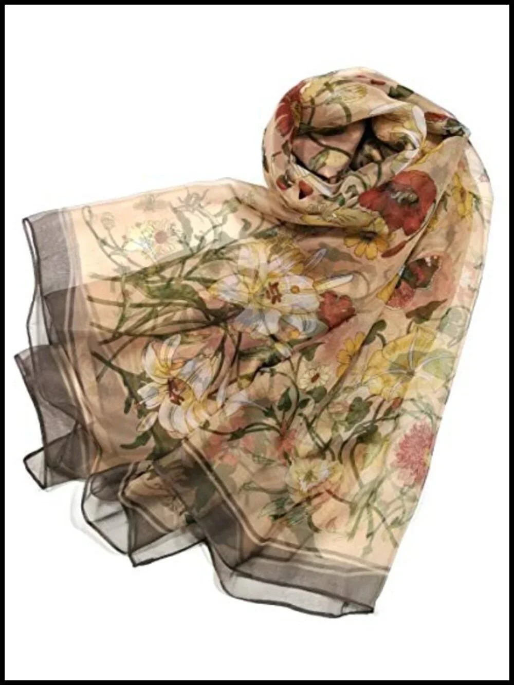 Super Large Silk Feel Floral Scarf Shawl Wrap Gift Box
